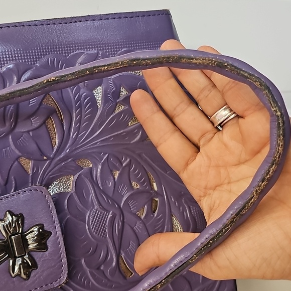 Elegant, Purple, Floral, Handbag, Leather, Country, Cowgirl, Shoulder, Travel - Picture 3 of 15